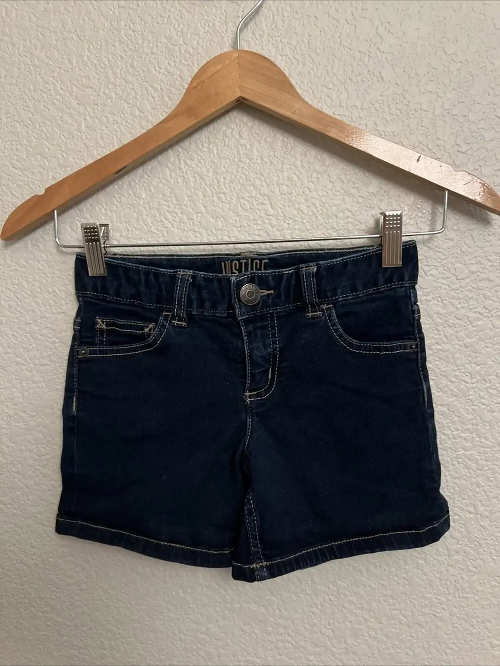Justice Girls Denim Blue Jean Shorts Boho Festival Cowgirl Country Stretch 10
